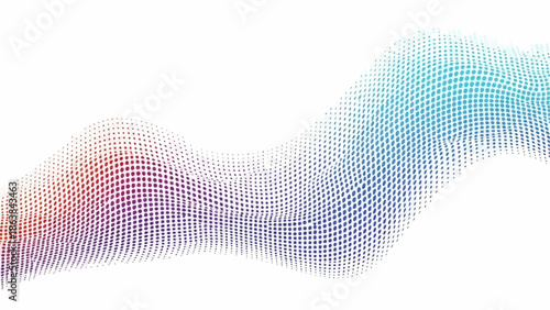 Vibrant gradient wave pattern with colorful dots on white background