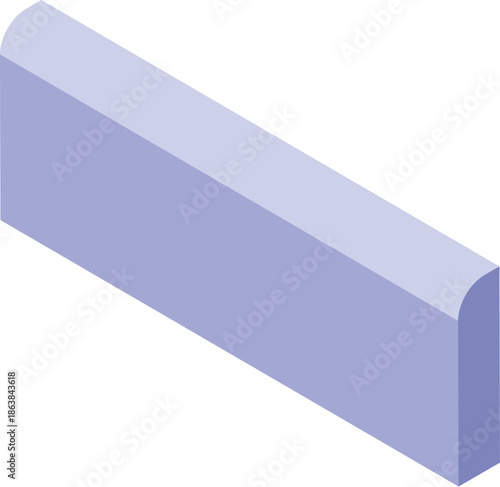 Light purple concrete curb separating areas in an urban environment, isometric projection
