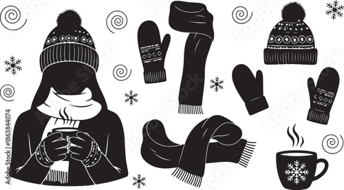 Winter clothing and accessories for cold weather comfort