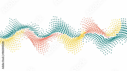 Vibrant multicolored dot pattern creating dynamic wave motion
