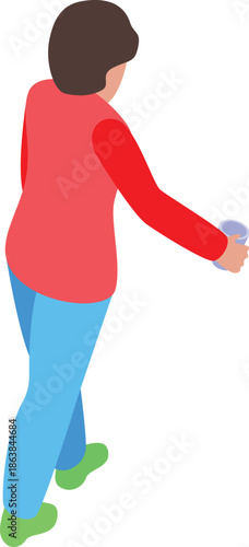 Volunteer is holding donation cup and going away after fundraising event