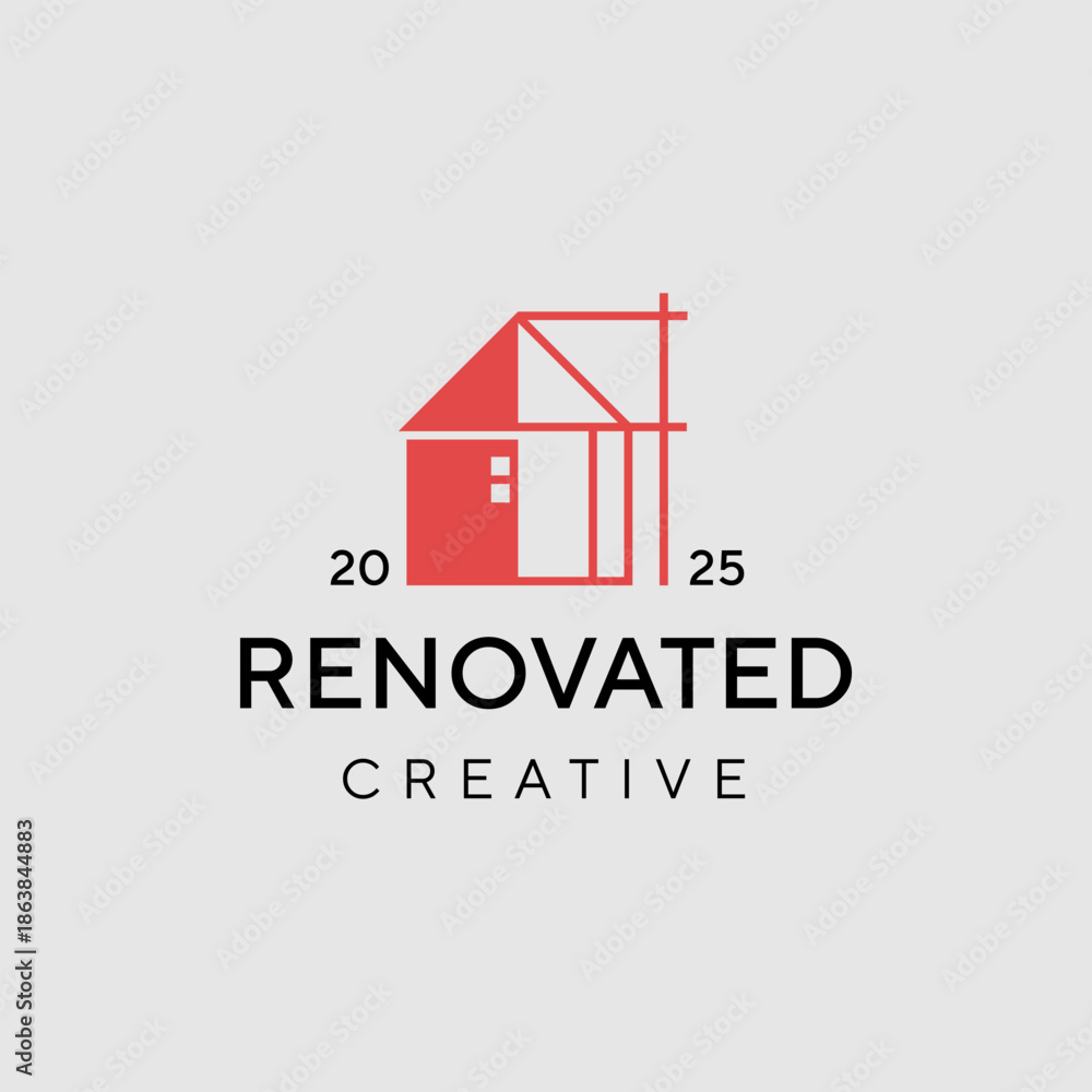 Fototapeta premium home renovation logo design combination with line symbol vector template