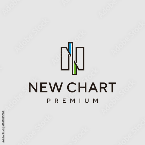 Initial Letter N Logo With Chart Symbol Shape Template Illustration Design