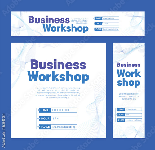 하늘색 기하학 도형 무늬 현수막 일러스트