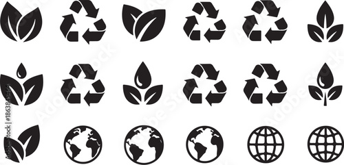 Eco Friendly Recycling Symbols and Icons for Green Earth
