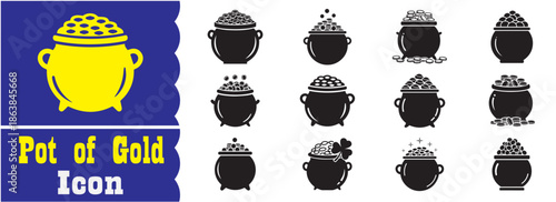 Set of Pot of Gold icon, Pot of Gold vector collection