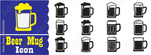 Set of Beer Mug icon, Beer Mug vector collection