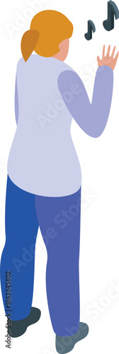 Choir conductor directing music rehearsal, using precise hand gestures to guide singers, creating harmonious performance