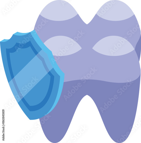 Blue shield protecting a healthy molar, representing dental protection, insurance, and care