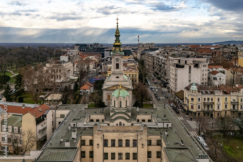 Fotografie Belgrade, Serbia - January 02, 2026: Drone view of The Cathedral Church of St