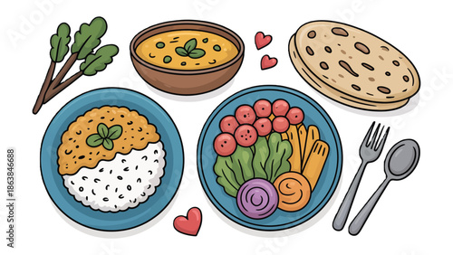 Vibrant Cuisine: A delicious plate of colorful cuisine. This image captures an assortment of meticulously prepared plates