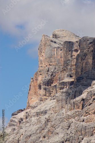 View of Dolomites with blue sky and clouds