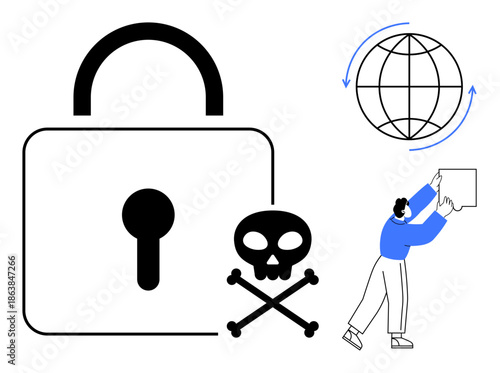 Cybersecurity concept. Cybersecurity ensuring internet safety and data protection. Cybersecurity defending against online threats and piracy. Ideal for technology, online security, hacking