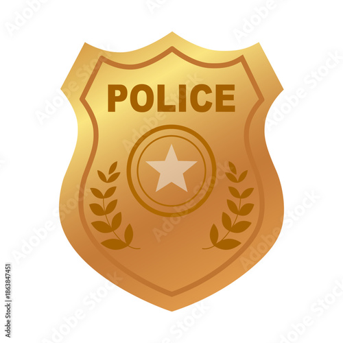 Police Badge Shield Icon in Gradient Flat Style. Vector illustration.