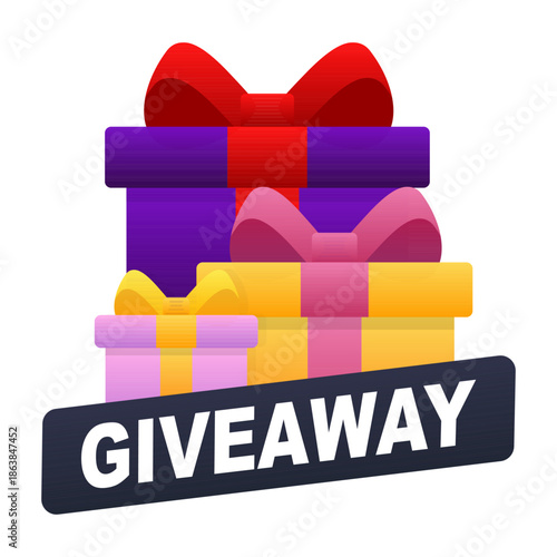 Giveaway Banner with Colorful Gift Boxes. Vector illustration.