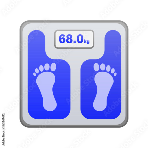 Digital Bathroom Scale with Footprints Display. Vector illustration.