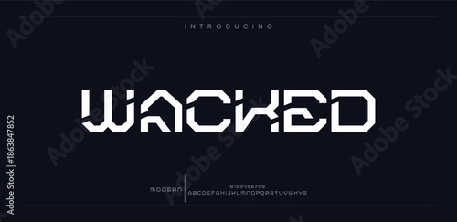 Tech Lettering Modern Alphabet font. Futuristic designs. Typography fonts regular, typeface uppercase and lowercase.
