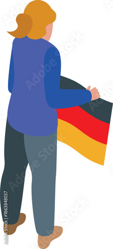 Proud citizen holding german flag, symbolizing patriotism and national pride during a celebration or demonstration
