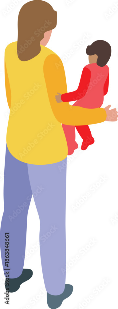 Fototapeta premium Babysitter holding a baby in her arms, providing childcare services