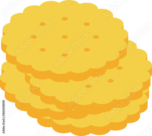 Three round crackers are creating a tempting stack, ready to be enjoyed as a tasty snack