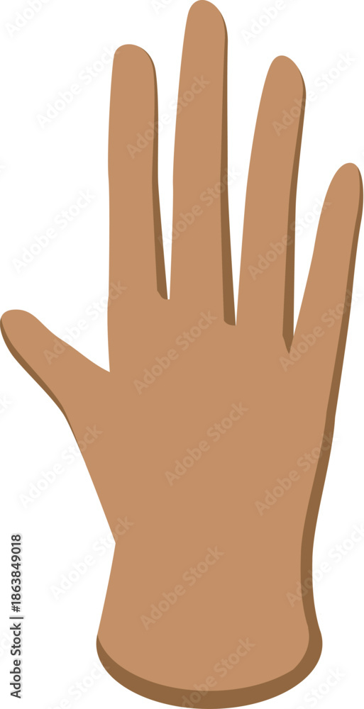 Fototapeta premium Open hand showing five fingers, making a gesture for counting or voting