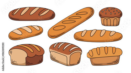 Artisanal Bread Selection: A variety of freshly baked bread, each loaf promising a symphony of textures and tastes, artfully arranged to tantalize and tempt.