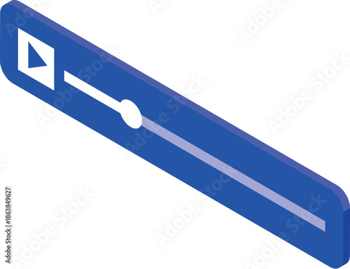 Play button and progress bar isometric icon represents current position in playback