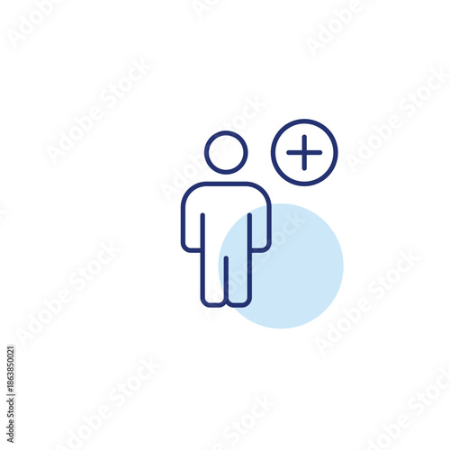 User added, paid membership. Person and plus. Pixel perfect, editable stroke vector icon