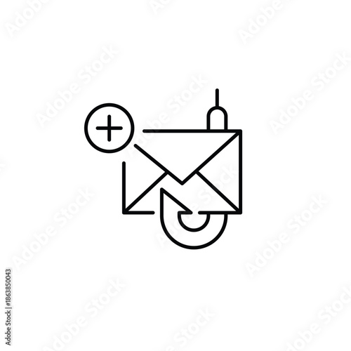 Phishing alert, add mail block, threat report, scam detected. Pixel perfect, editable stroke vector icon