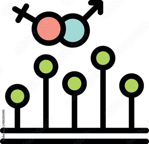 Gender symbols with male and female signs representing equal opportunities for all genders