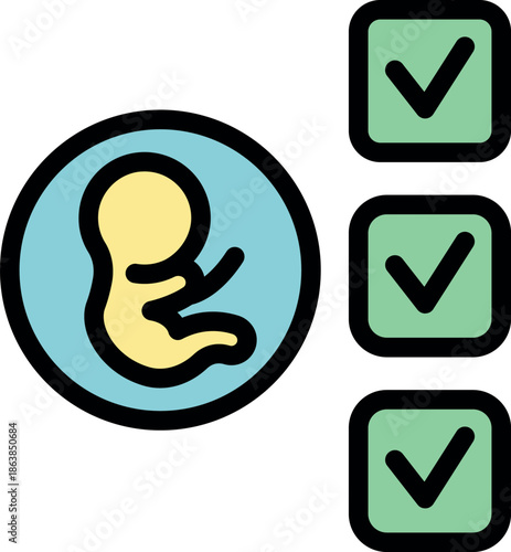 Medical icon depicting a fetus undergoing prenatal checks, symbolizing healthy pregnancy and fetal development