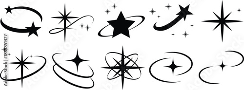 Celestial designs a collection of stars moons and sparkling cosmic elements