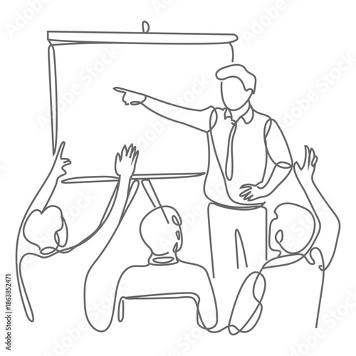 Human resources concept. Single line drawing design. 