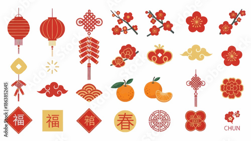 Chinese New Year Decorations and Symbols.