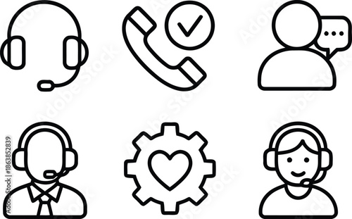 Set of Customer Service Related Icon Vectors For Assistance And Support