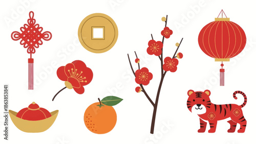 Chinese New Year Tiger Celebration Elements.