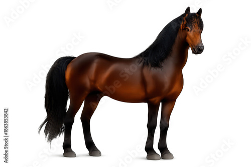 Elegant brown horse with a transparent background equine animal art