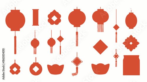 Chinese Lanterns and Symbols Collection.