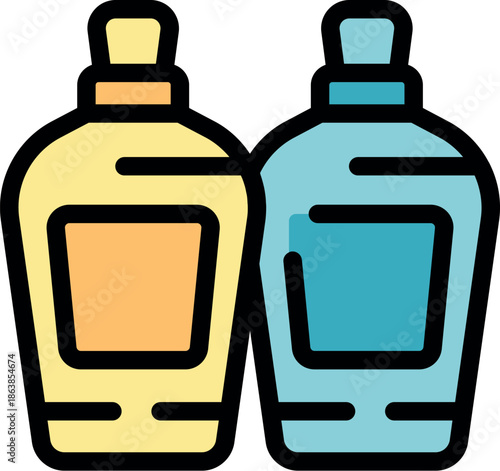 Two plastic bottles containing hair care products, emphasizing the importance of hygiene and personal care