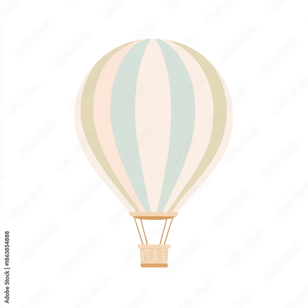Fototapeta premium Pastel Hot Air Balloon Floating Gracefully in the Sky.