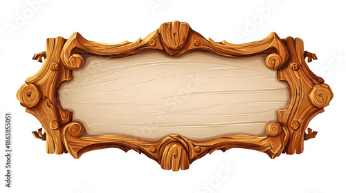 Wooden Adventure Game Popup Frame with Decorative Edges