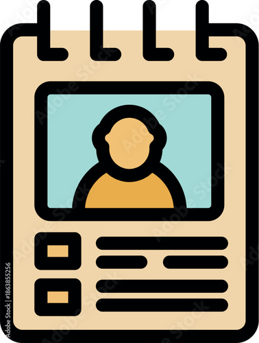 Personal profile data document with photo and information, representing employee identification or user account details