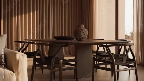 Elegant Interior Design With Neutral Tones And Textural Elements Displayed In A Home Setting