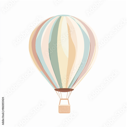 Pastel Hot Air Balloon Floating Gracefully in the Sky.
