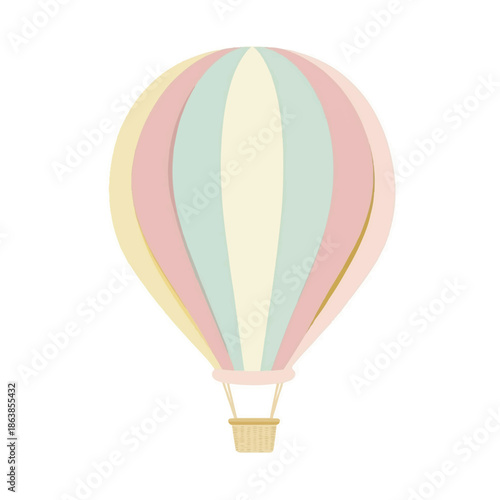 Pastel Hot Air Balloon Floating Gracefully in the Sky.
