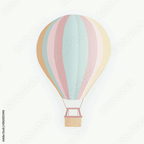 Pastel Hot Air Balloon Floating Gracefully in the Sky.