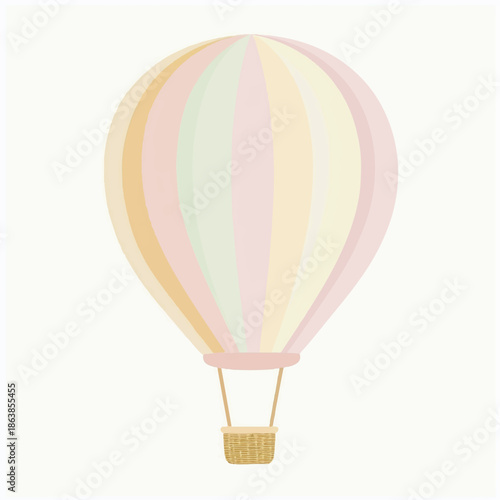 Pastel Hot Air Balloon Floating Gracefully in the Sky.