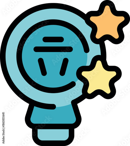 Light bulb with type i power outlet and stars symbolizing innovative and efficient energy solutions, fostering sustainability