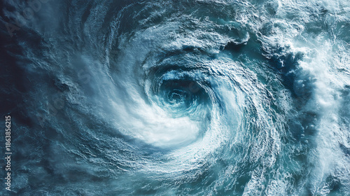 Dramatic Aerial View of Cyclone Forming Above Stormy Sea Surface