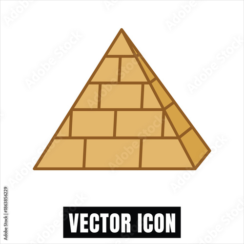 Egyptian Pyramid Icon Flat Design Vector Illustration - Ancient Landmark Graphic
